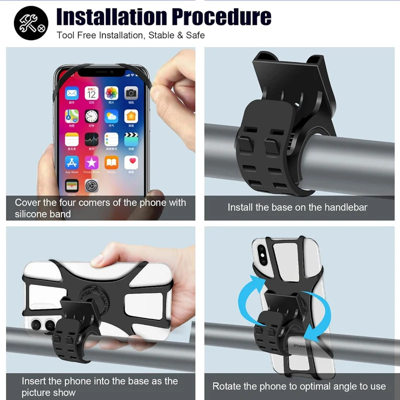 Sykkel telefonholder 360° roterbar avtakbar | Luvikno