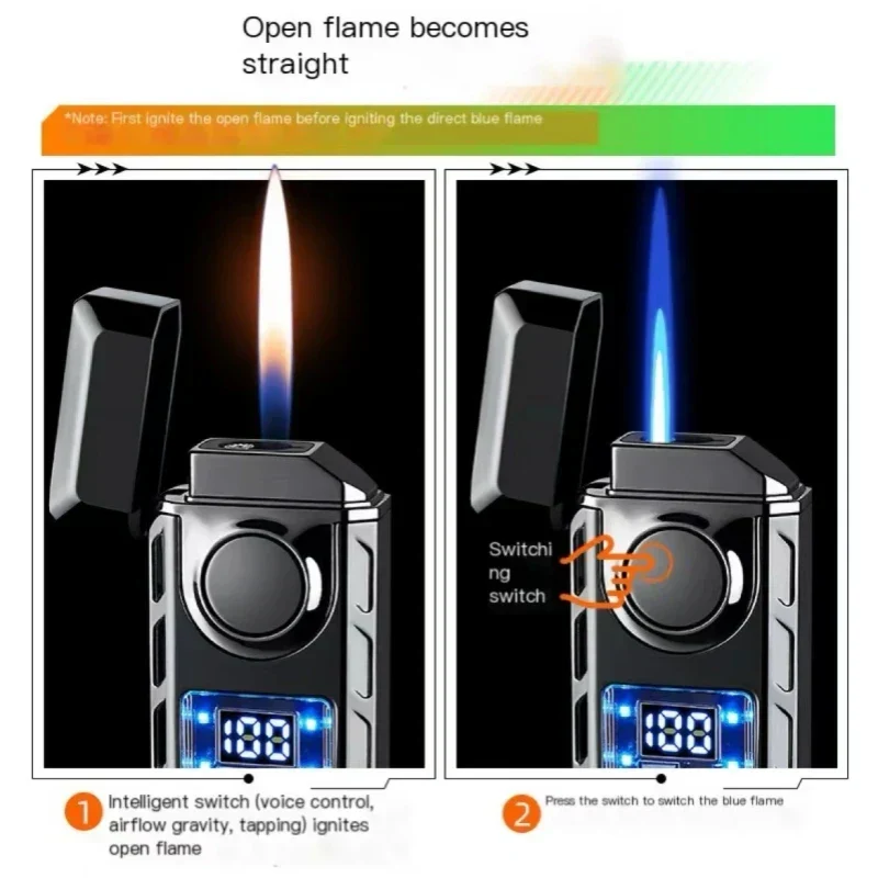 Stemmeaktivert USB Fargerik Dobbel Flamme Lighter | Luvikno