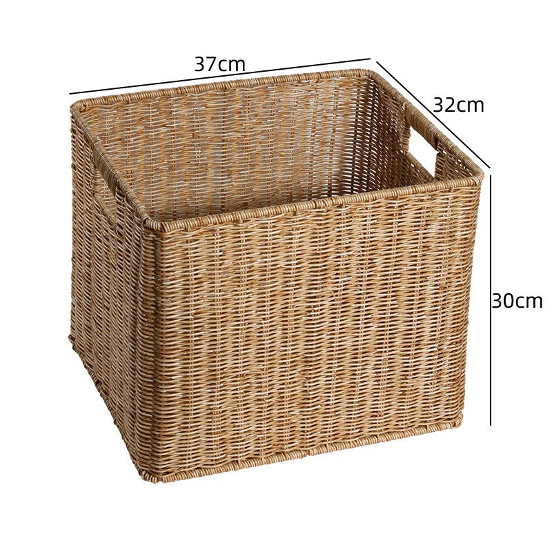 Unisex rektangulær oppbevaringskurv laget av flettet rattan Luvikno