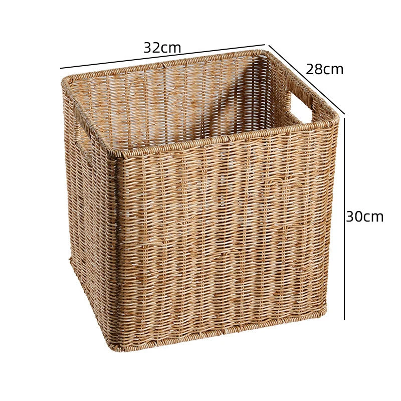 Unisex rektangulær oppbevaringskurv laget av flettet rattan Luvikno