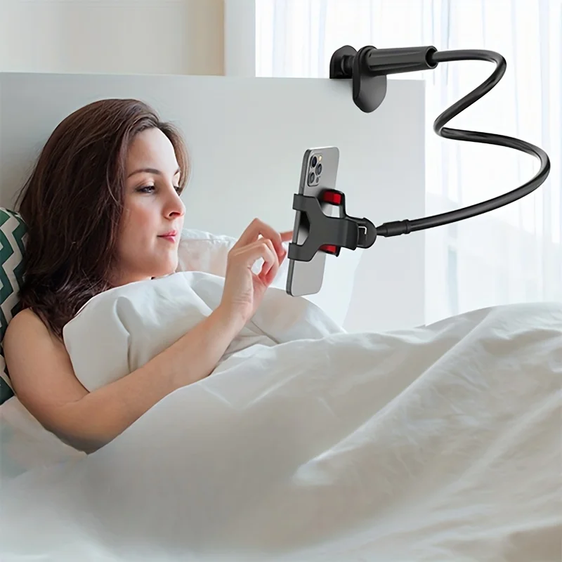 Schwanenhals Handyhalter mit Klemme – Flexibler Langer Arm für Bett, Schreibtisch & Overhead | Weiß & Schwarz