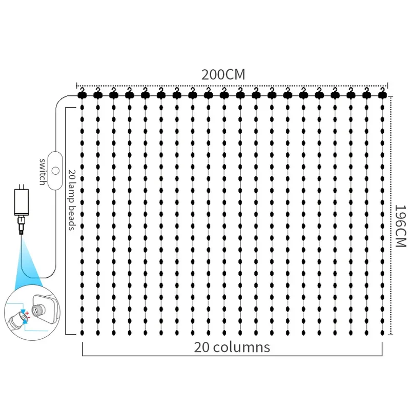 LED Vorhang Licht RGB 400 LEDs, App-Steuerung, Bluetooth, IP65 | 1×1m bis 3×3m