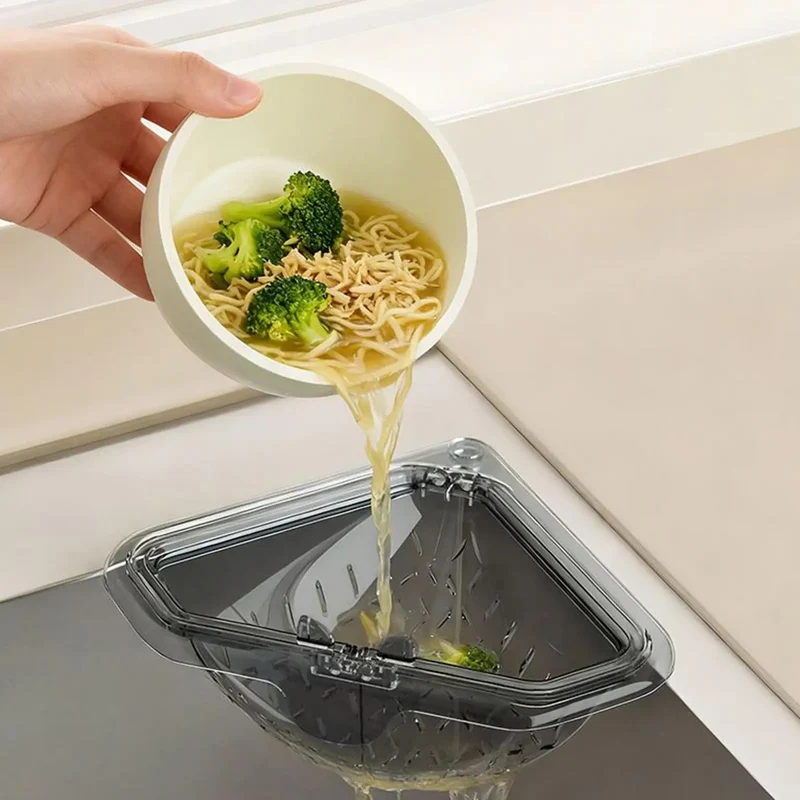 Spülbecken Eckkorb Magnetisch – Abtropfkorb ohne Bohren, Dreieckig | Küche & Bad
