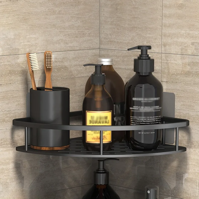 Duscheckregal ohne Bohren – Aluminium Wandregal für Bad, Shampoo & Zubehör | Schwarz & Silber