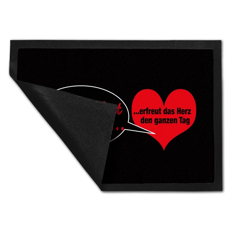 Herz und Sprechblase Fußmatte in 35x50 cm mit Spruch: Ein nettes Wort am Morgen
