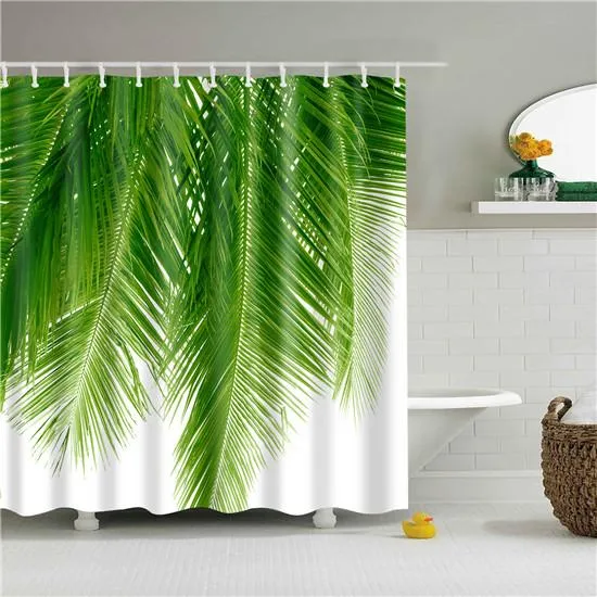 Duschvorhang mit tropischen Palmblättern Design