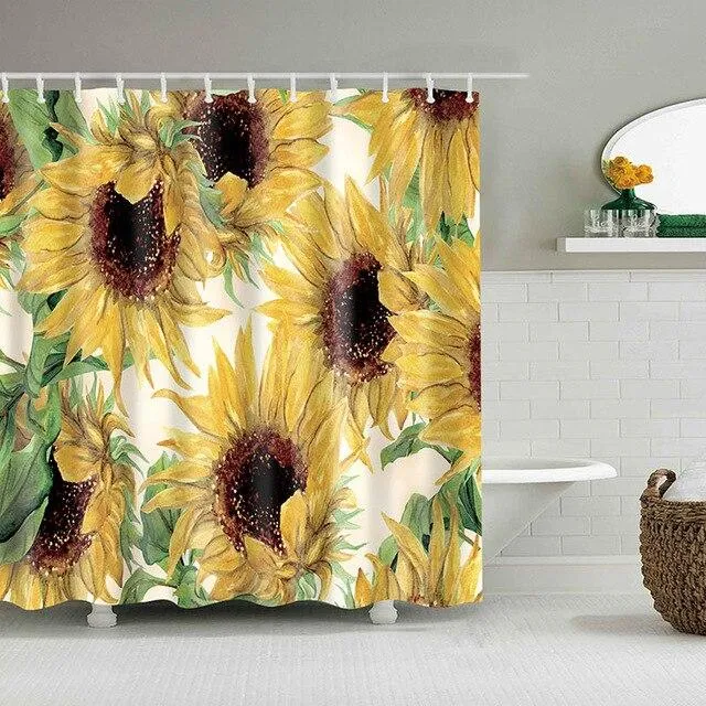 Duschvorhang mit Sonnenblumen Muster Design
