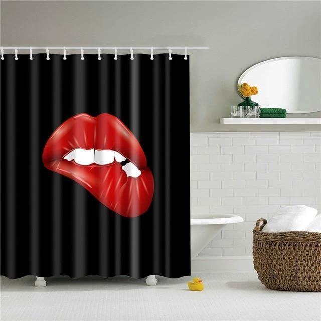 Duschvorhang rote Lippen Pop Art