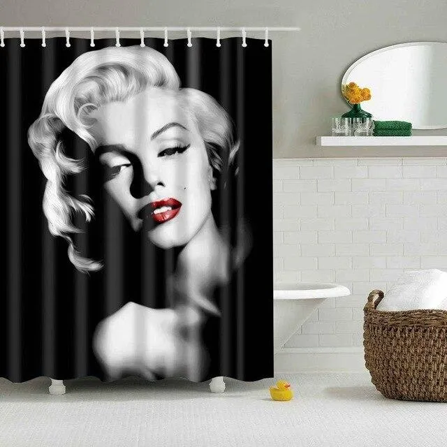 Duschvorhang Marilyn Monroe Porträt schwarz-weiß