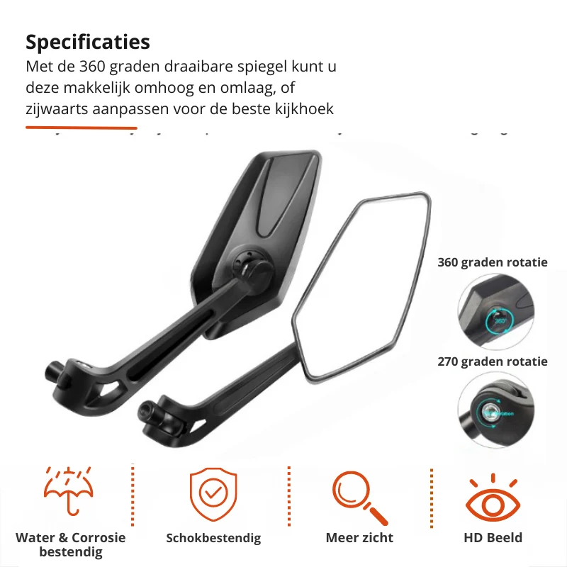 360° bakspeil for sykkel med styrefeste | Luvikno