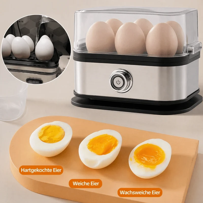 Multifunksjonell eggkoker med gjennomsiktig lokk | Luvikno