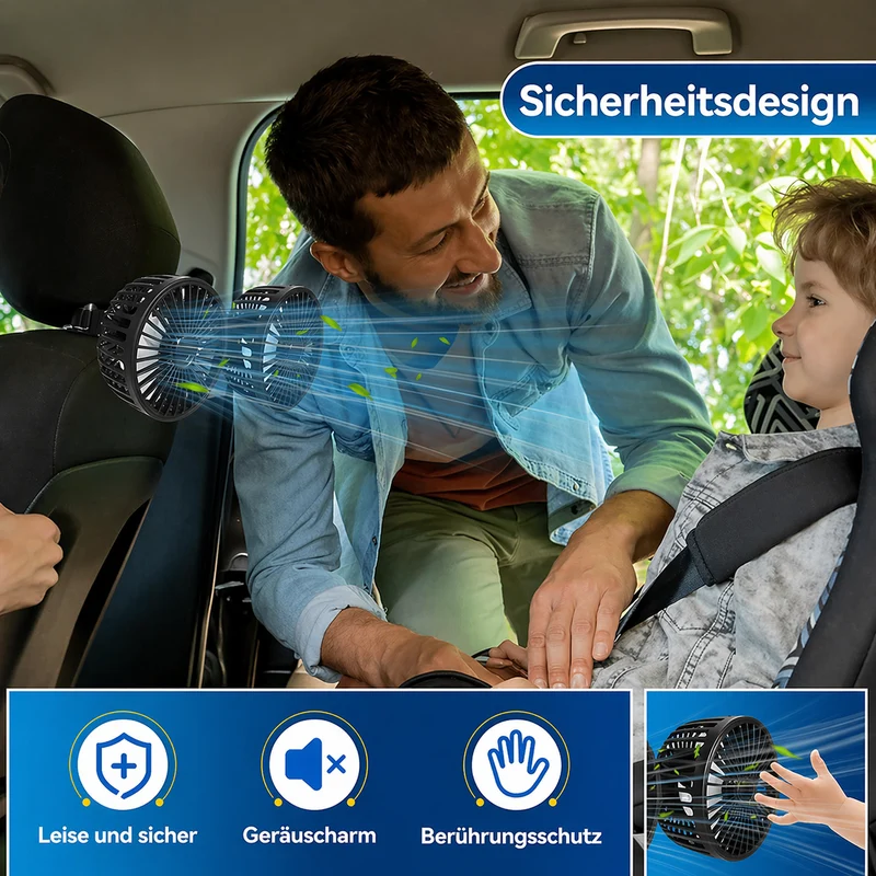 USB Vifte for Bil med 2 Hoder | Luvikno