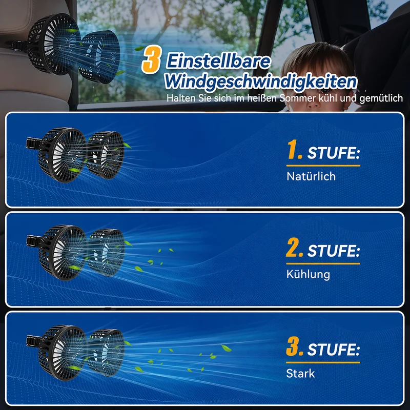 USB Vifte for Bil med 2 Hoder | Luvikno