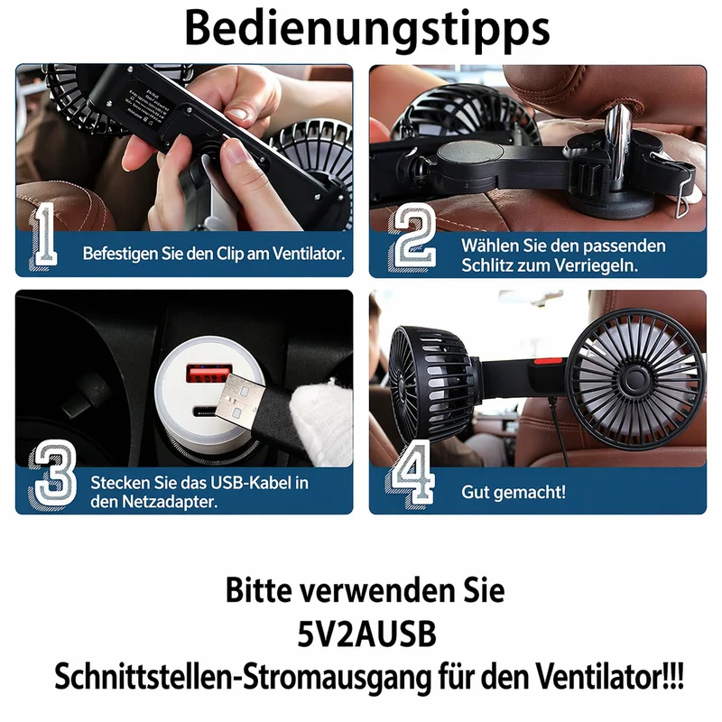 USB Vifte for Bil med 2 Hoder | Luvikno