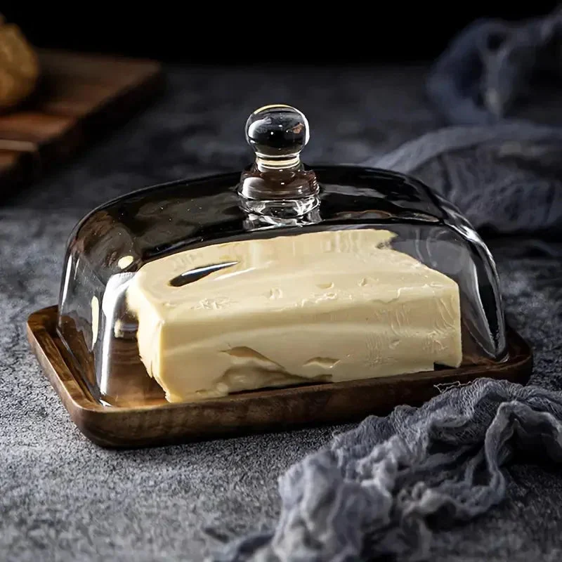 ButterVault smørskål med glasslokk og trebase | Luvikno