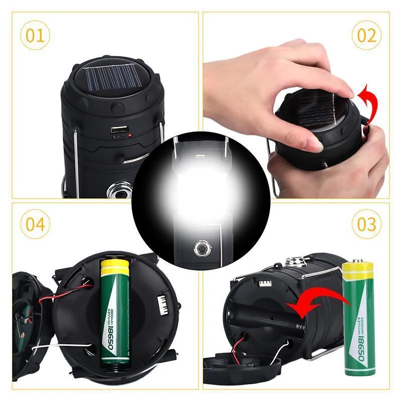 3-i-1 LED campinglampe med flimrende flamme | Luvikno