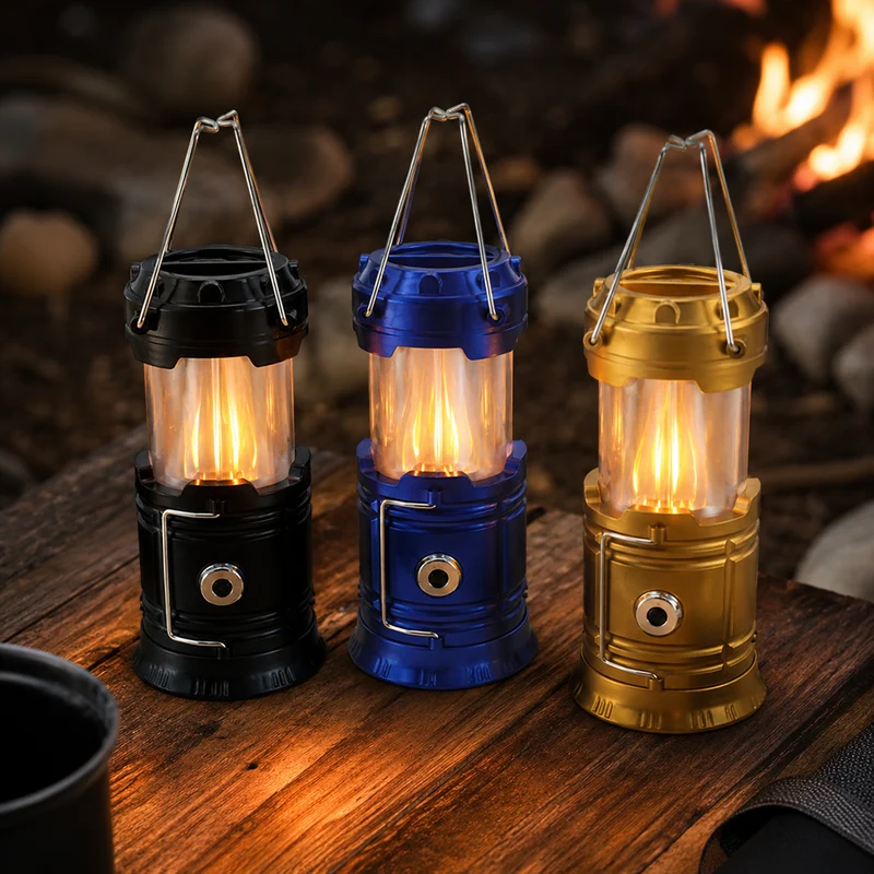 3-i-1 LED campinglampe med flimrende flamme | Luvikno
