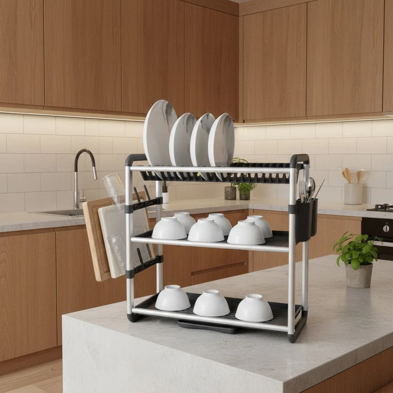 3-tier tallerken tørker laget av aluminium | Luvikno