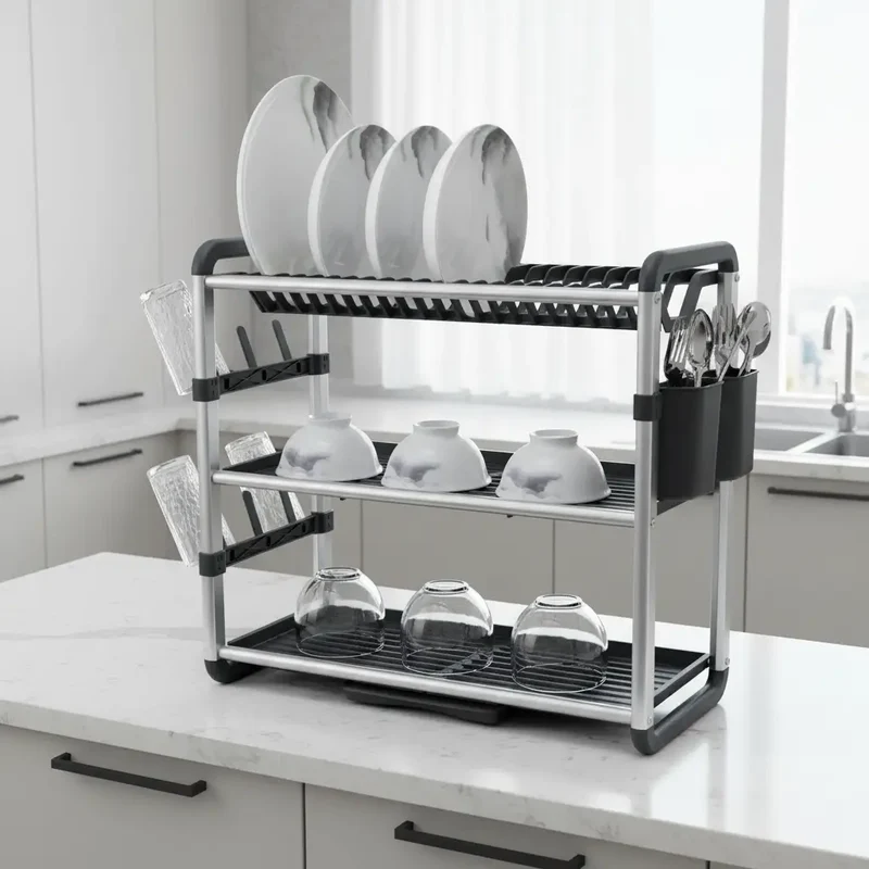 3-tier tallerken tørker laget av aluminium | Luvikno