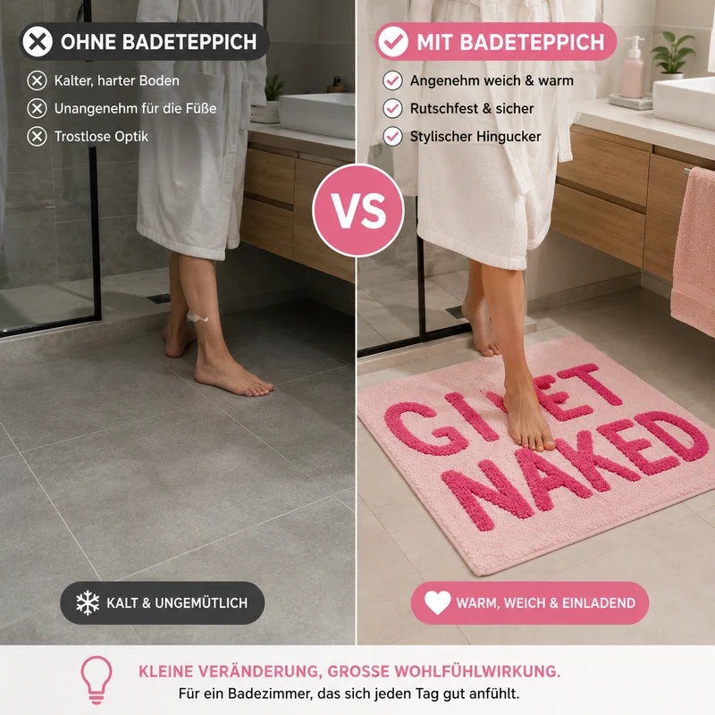 Tuftet design teppe "Get Naked" Rosa 80×50 cm | Luvikno