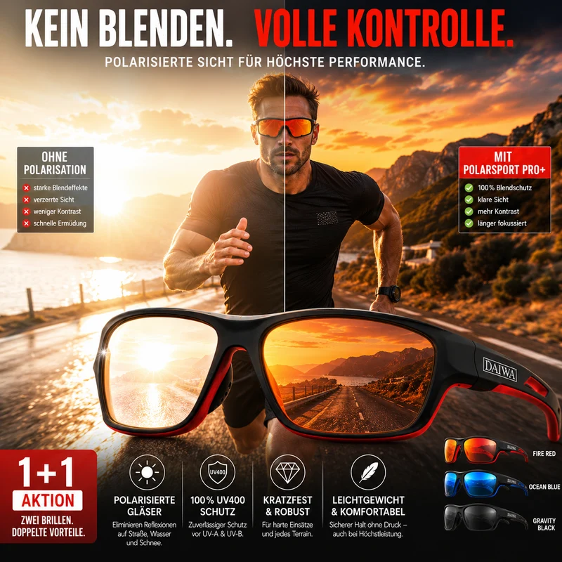Herresportssolbriller med polariserte linser | Luvikno