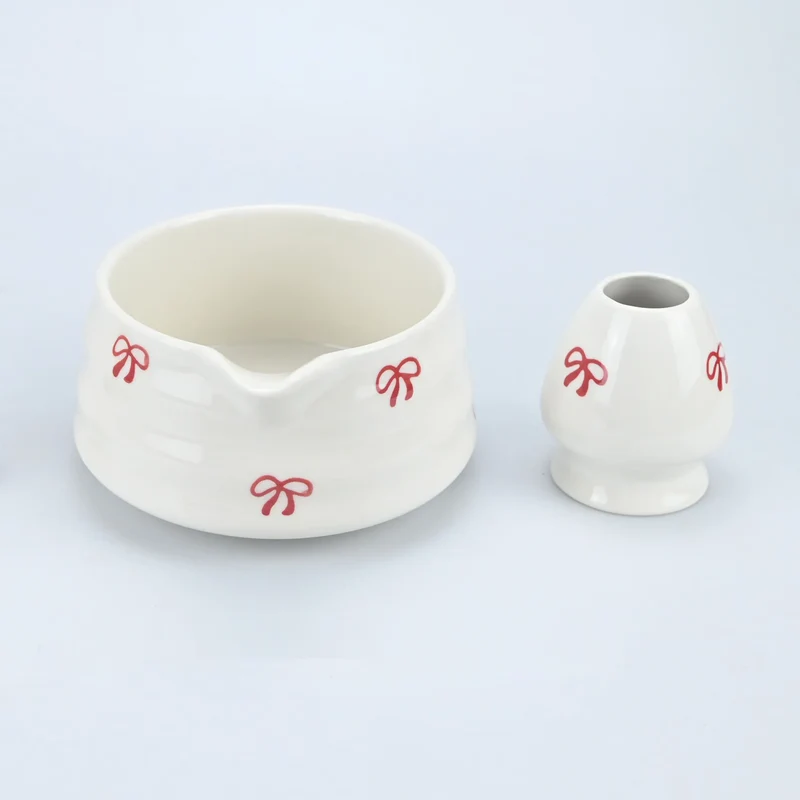Kirschblüte Matcha-Zeremonienset – Matcha-Teeservice aus Porzellan mit Ausgussschale | Traditionelles Matcha-Zubehör | Erhältlich als 2-, 4- oder 5-teiliges Set