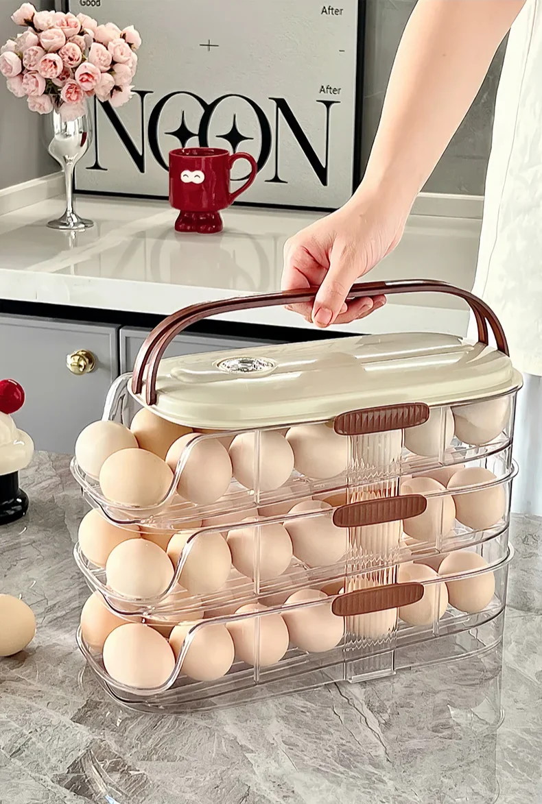 FrischeEi Rollender Eierhalter – Mehrstufiger Eierorganizer für Kühlschrank | Automatischer Eier-Spender | Stapelbare Eieraufbewahrung
