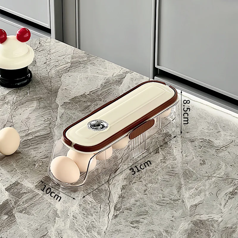 FrischeEi Rollender Eierhalter – Mehrstufiger Eierorganizer für Kühlschrank | Automatischer Eier-Spender | Stapelbare Eieraufbewahrung