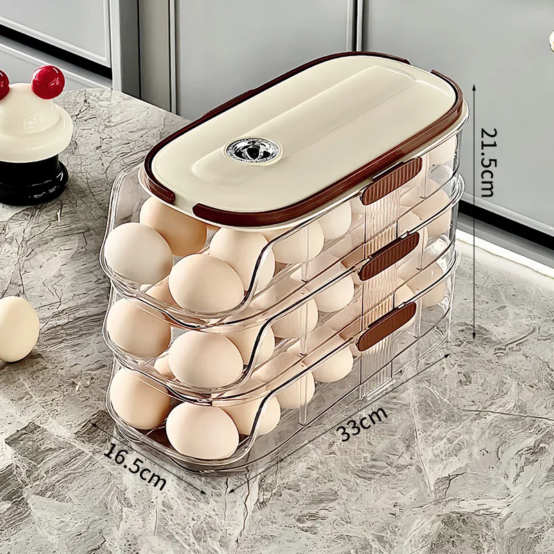 FrischeEi Rollender Eierhalter – Mehrstufiger Eierorganizer für Kühlschrank | Automatischer Eier-Spender | Stapelbare Eieraufbewahrung