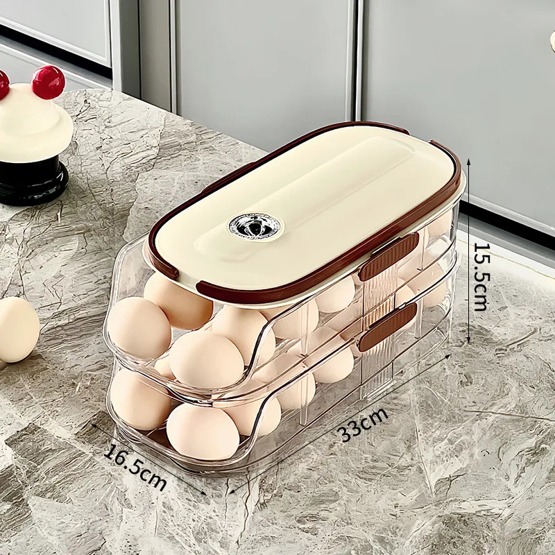 FrischeEi Rollender Eierhalter – Mehrstufiger Eierorganizer für Kühlschrank | Automatischer Eier-Spender | Stapelbare Eieraufbewahrung