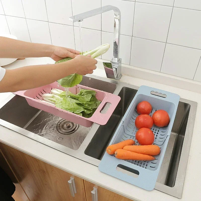 FlexDrain Abtropfkorb Küche – Verstellbarer Spülbecken Organizer | Auto Ablauf & Obst Gemüse Trockner | Platzsparendes Küchezubehör
