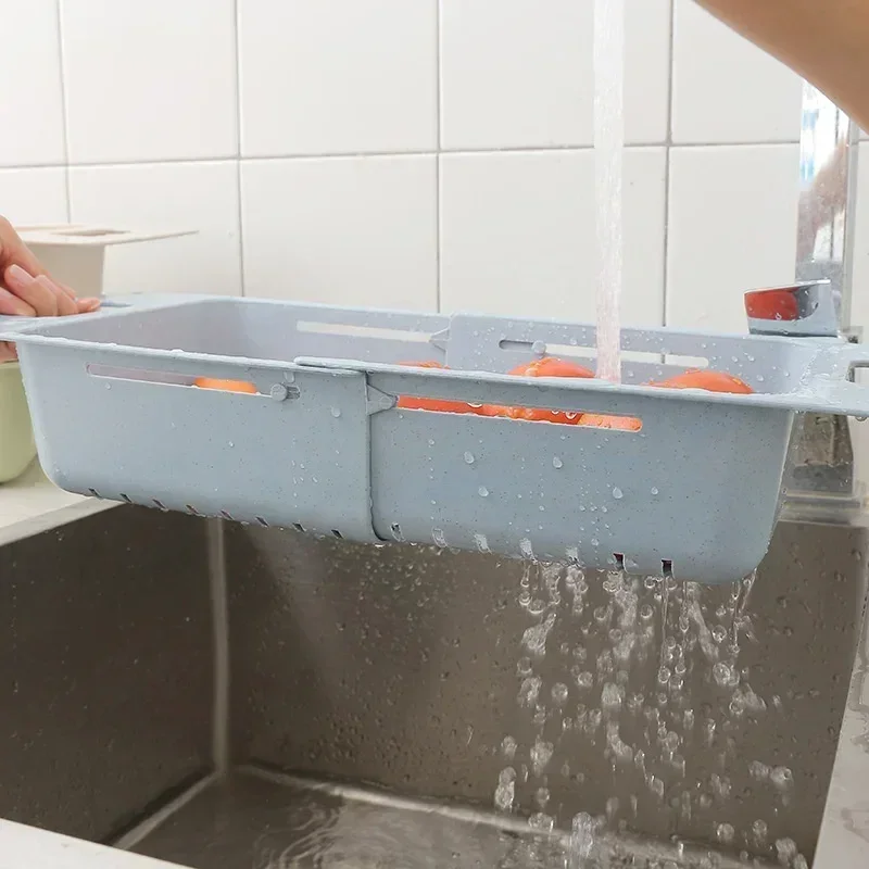 FlexDrain Abtropfkorb Küche – Verstellbarer Spülbecken Organizer | Auto Ablauf & Obst Gemüse Trockner | Platzsparendes Küchezubehör
