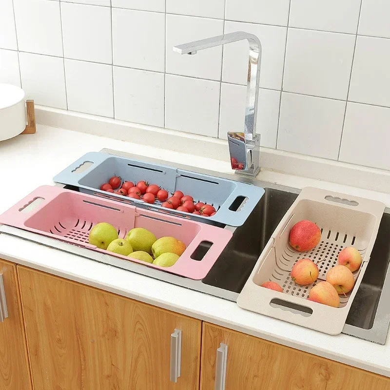 FlexDrain Abtropfkorb Küche – Verstellbarer Spülbecken Organizer | Auto Ablauf & Obst Gemüse Trockner | Platzsparendes Küchezubehör