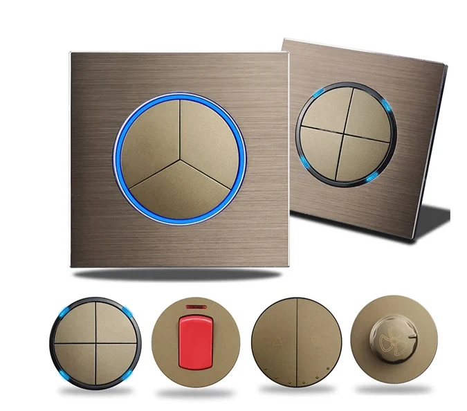 PowerLux Wandsteckdose Braun – Schuko Steckdose Aluminium | USB & Netzwerkanschluss | Moderne Unterputz Lösung