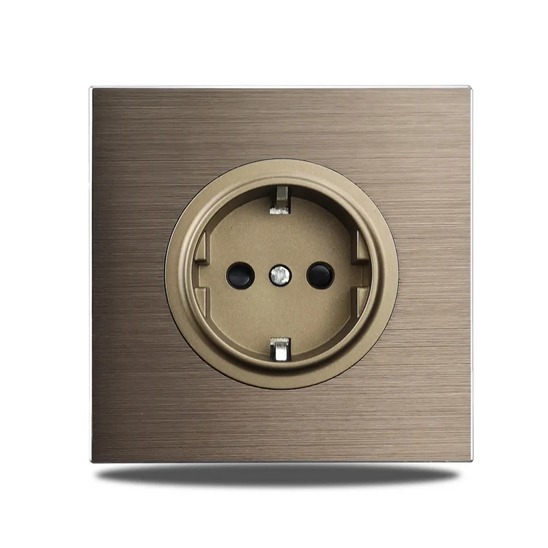 PowerLux Wandsteckdose Braun – Schuko Steckdose Aluminium | USB & Netzwerkanschluss | Moderne Unterputz Lösung