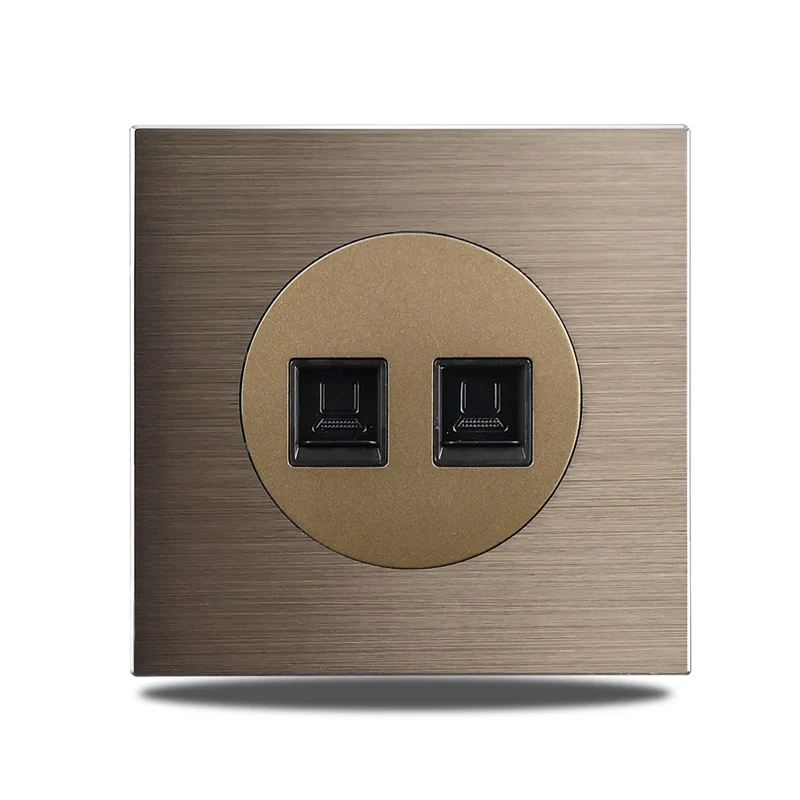 PowerLux Wandsteckdose Braun – Schuko Steckdose Aluminium | USB & Netzwerkanschluss | Moderne Unterputz Lösung