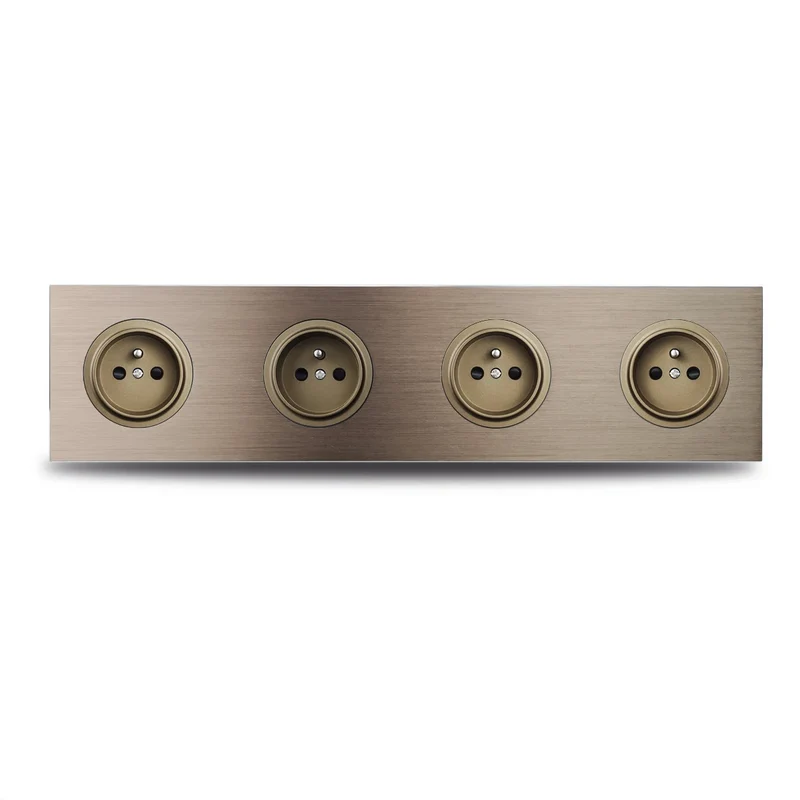 PowerLux Wandsteckdose Braun – Schuko Steckdose Aluminium | USB & Netzwerkanschluss | Moderne Unterputz Lösung