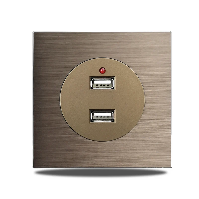 PowerLux Wandsteckdose Braun – Schuko Steckdose Aluminium | USB & Netzwerkanschluss | Moderne Unterputz Lösung