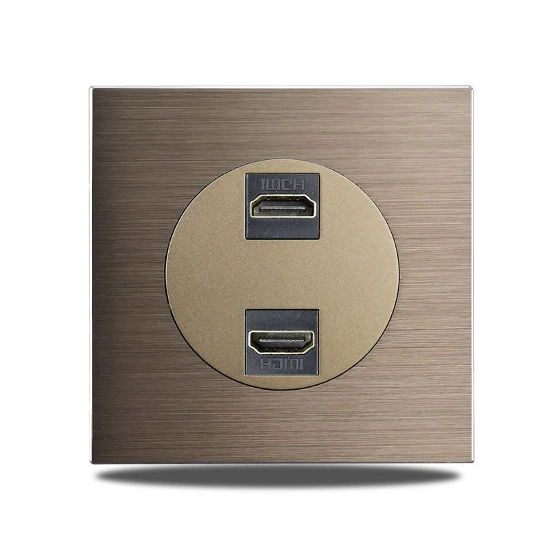 PowerLux Wandsteckdose Braun – Schuko Steckdose Aluminium | USB & Netzwerkanschluss | Moderne Unterputz Lösung