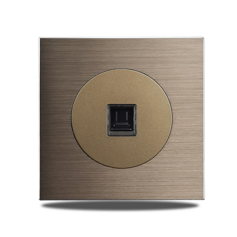 PowerLux Wandsteckdose Braun – Schuko Steckdose Aluminium | USB & Netzwerkanschluss | Moderne Unterputz Lösung