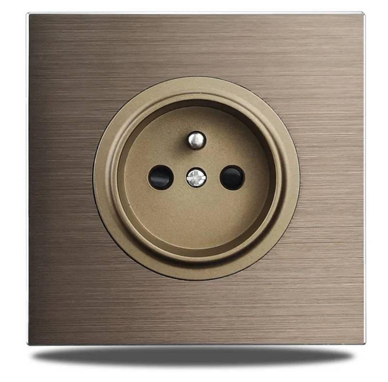 PowerLux Wandsteckdose Braun – Schuko Steckdose Aluminium | USB & Netzwerkanschluss | Moderne Unterputz Lösung