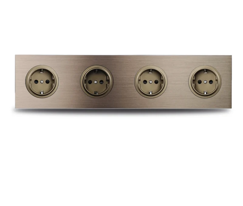 PowerLux Wandsteckdose Braun – Schuko Steckdose Aluminium | USB & Netzwerkanschluss | Moderne Unterputz Lösung