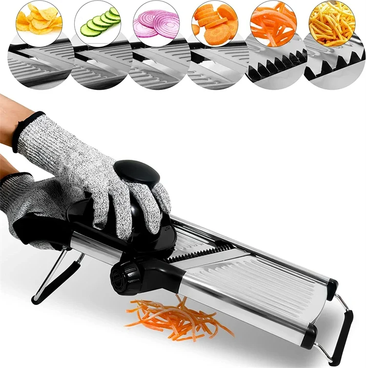 Verstellbarer Gemüseschneider Edelstahl – Mandoline Hobel | Präzise Scheiben & Julienne | Küchenhelfer Profi