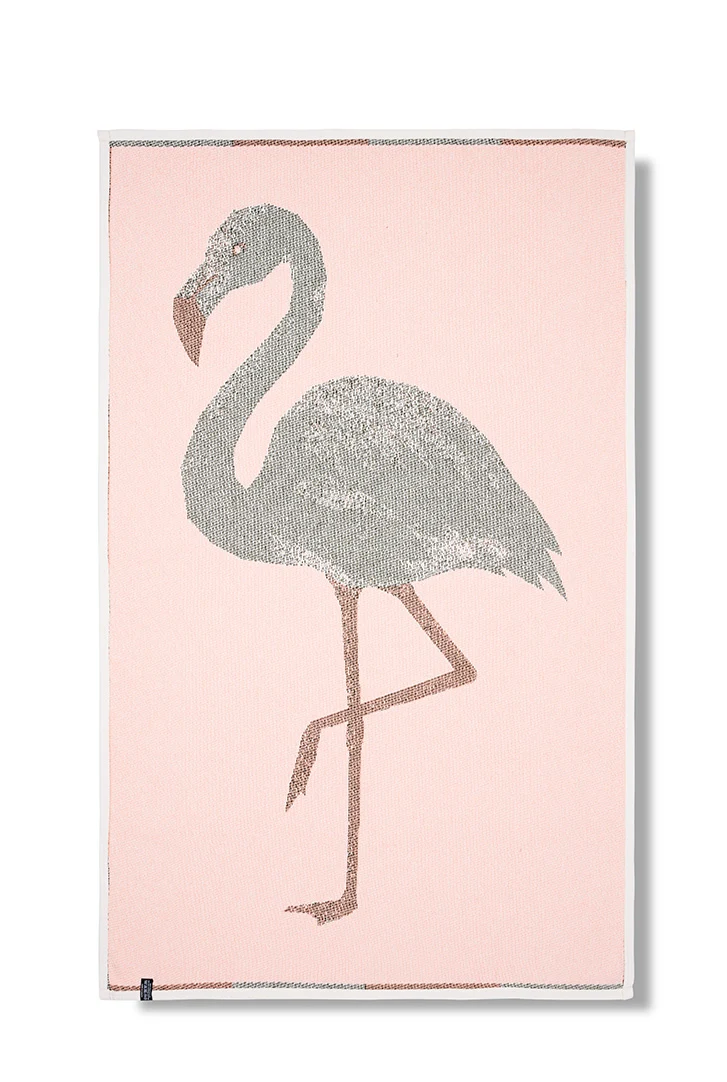Cotton Beach Towel & Mini Blanket “Flamingo” by Michele Rondelli