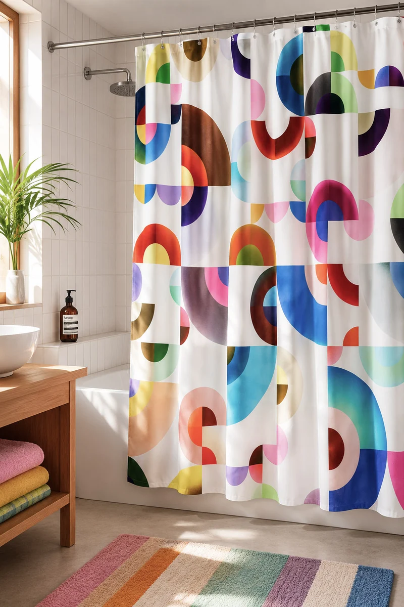 Artist Cotton Shower Curtain "Rondo" by Christoffer Joergensen