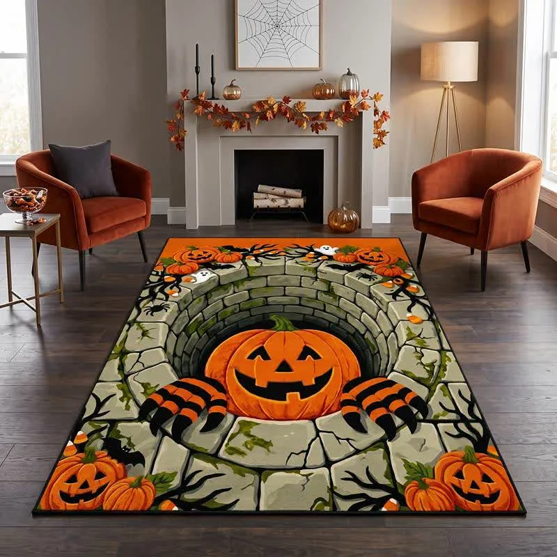 3D Halloween Kürbis Optische Täuschung Teppich