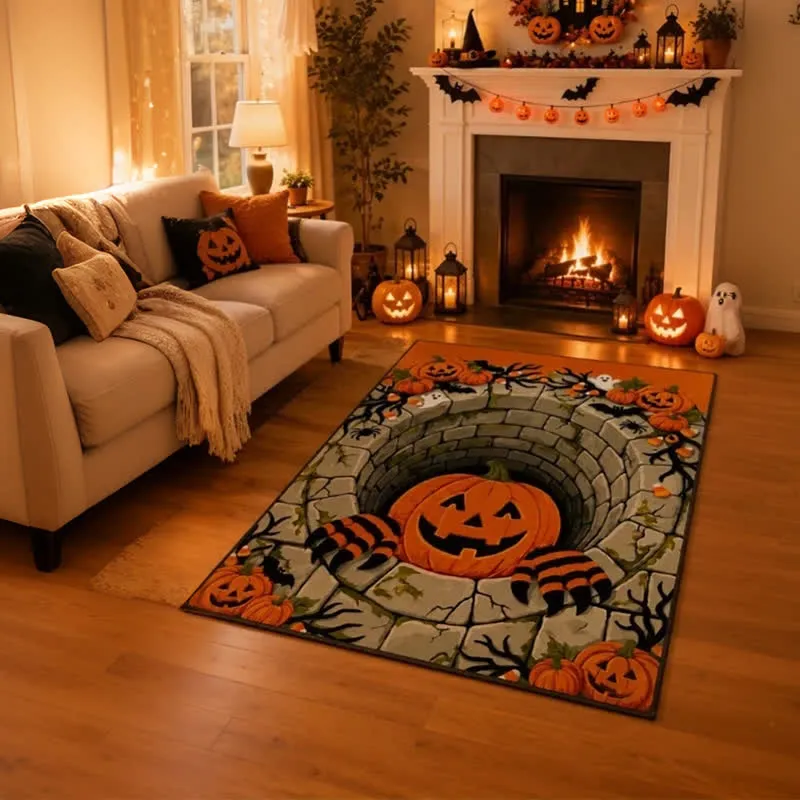 3D Halloween Kürbis Optische Täuschung Teppich