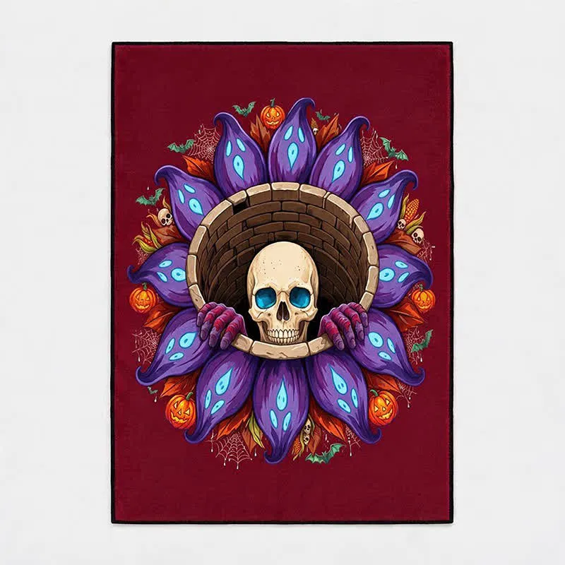 Gothic-Totenkopf-Teppich für Halloween, rutschfest