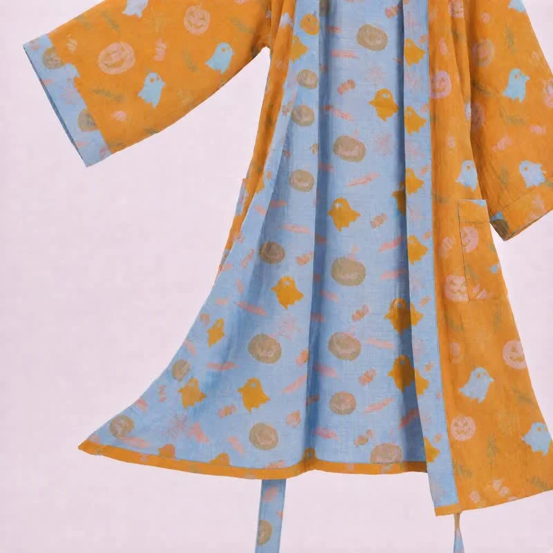 Mehrfarbiger Kürbis-Halloween-Baumwollkimono