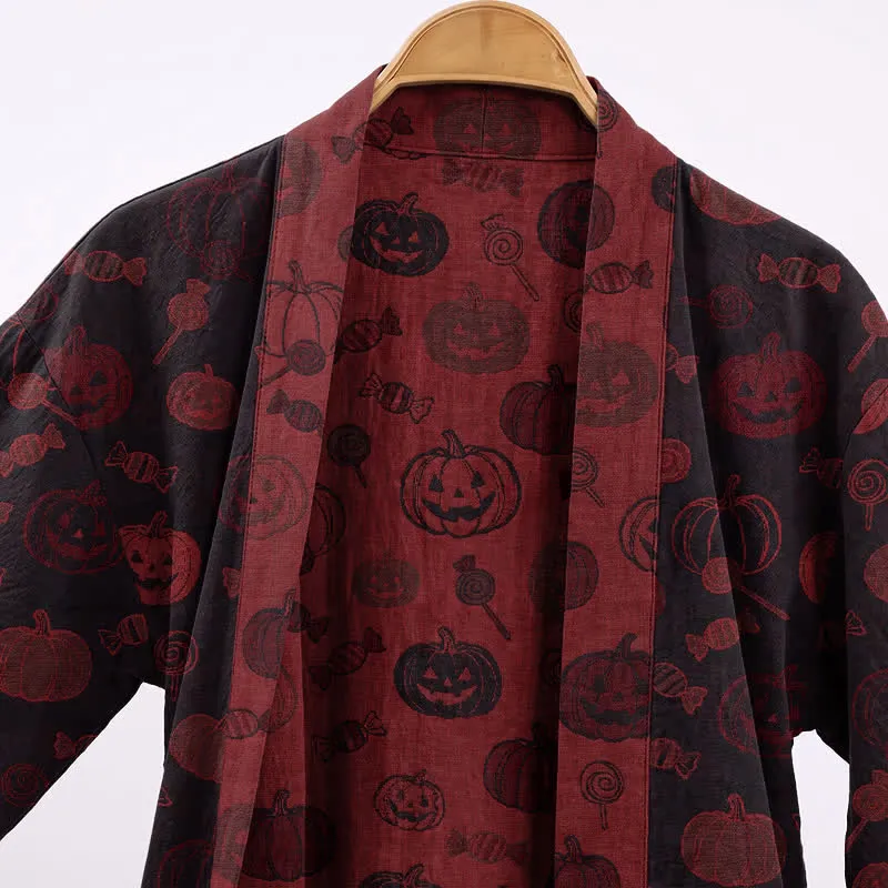 Gruseliger Kürbis-Bonbon-Baumwollkimono